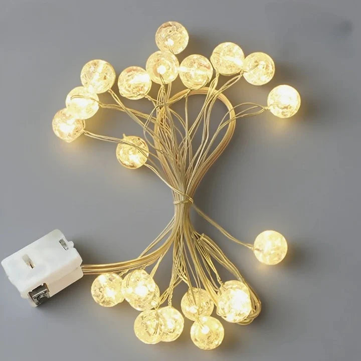 LED String Lights Warm White Crystal Balls Battery Operated