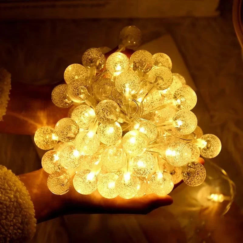 LED String Lights Warm White Crystal Balls Battery Operated