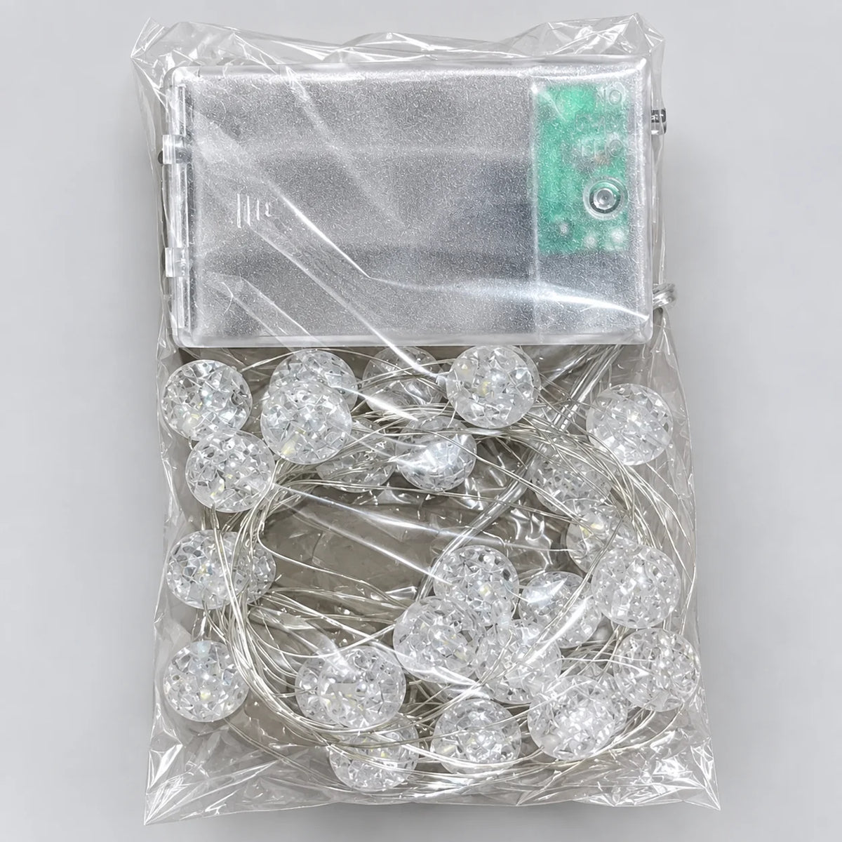 LED String Lights Warm White Crystal Balls Battery Operated