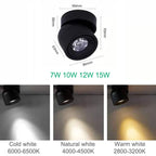 LED Track Spotlight Dimmable 340° Rotation Selectable Color Temp