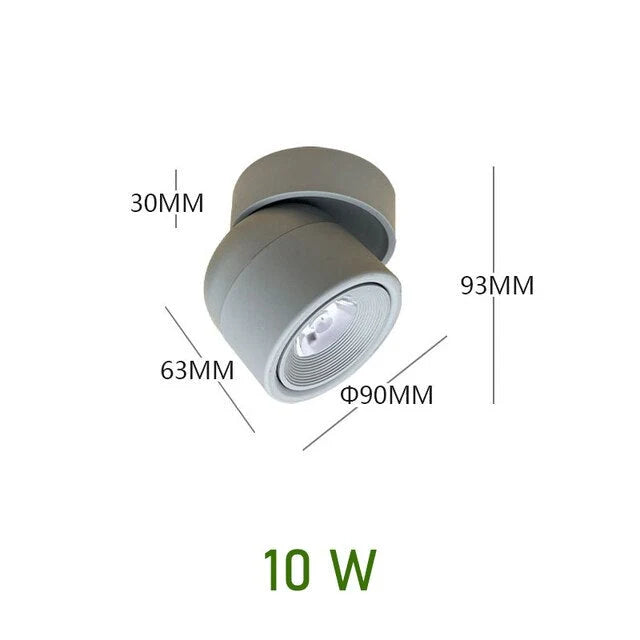 LED Track Spotlight Dimmable 340° Rotation Selectable Color Temp