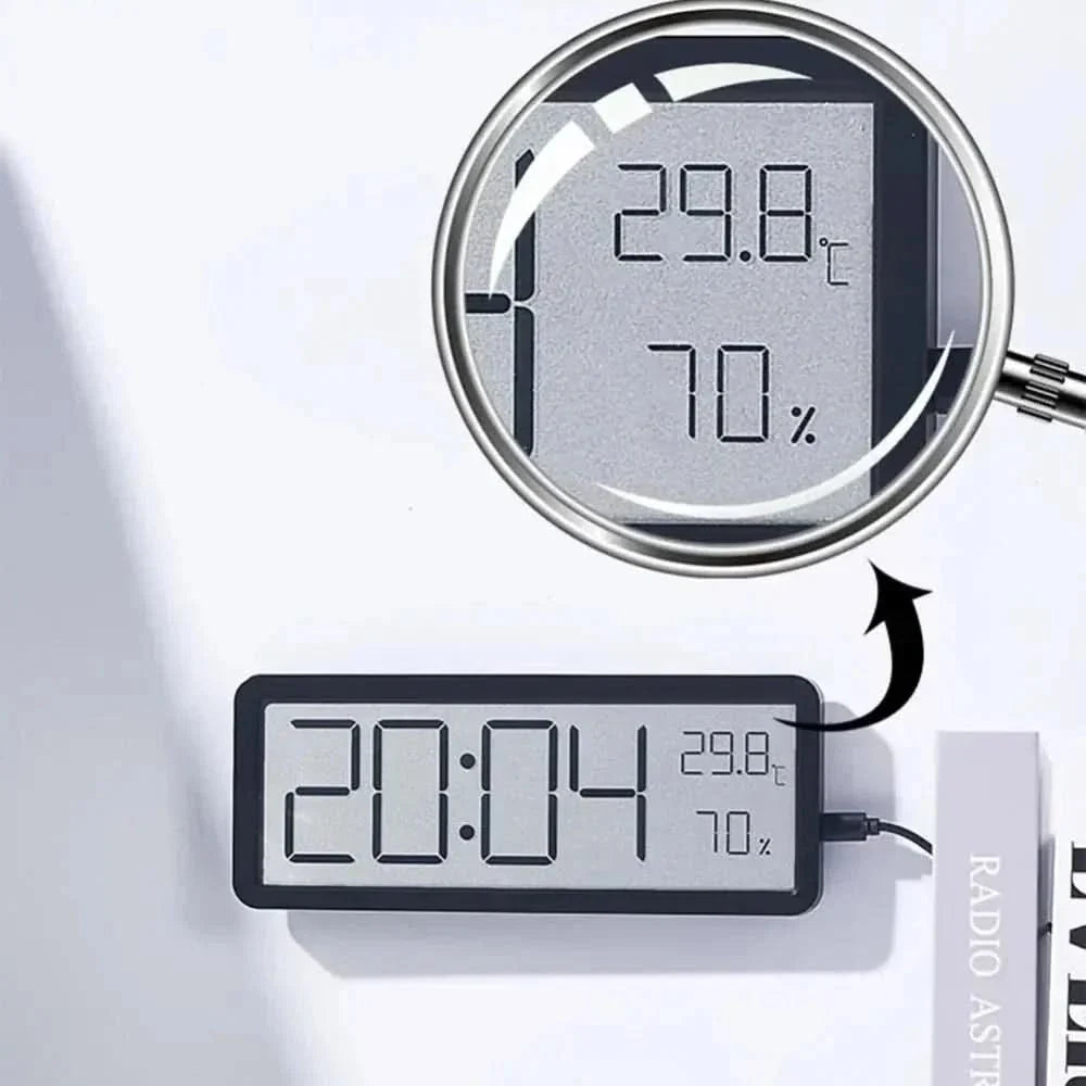LED Wall Clock Large Digital Display Temperature & Humidity