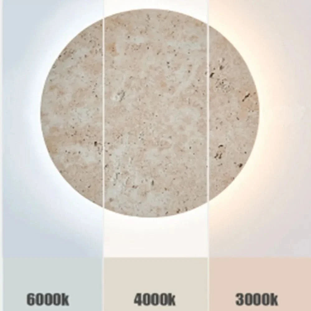 LED Wall Light Round Backlit Travertine Stone