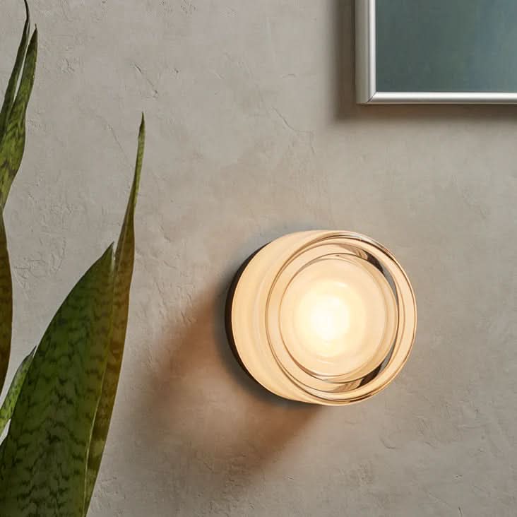 LED Wall Sconce Dimmable Cast Glass Shade Ambient Lighting