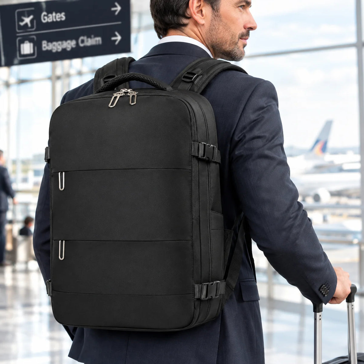 Laptop Backpack USB Charging Port 180 Degree Opening Water-Repellent