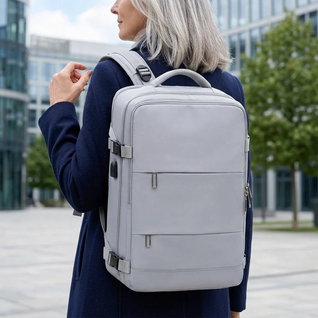 Laptop Backpack USB Charging Port 180 Degree Opening Water-Repellent