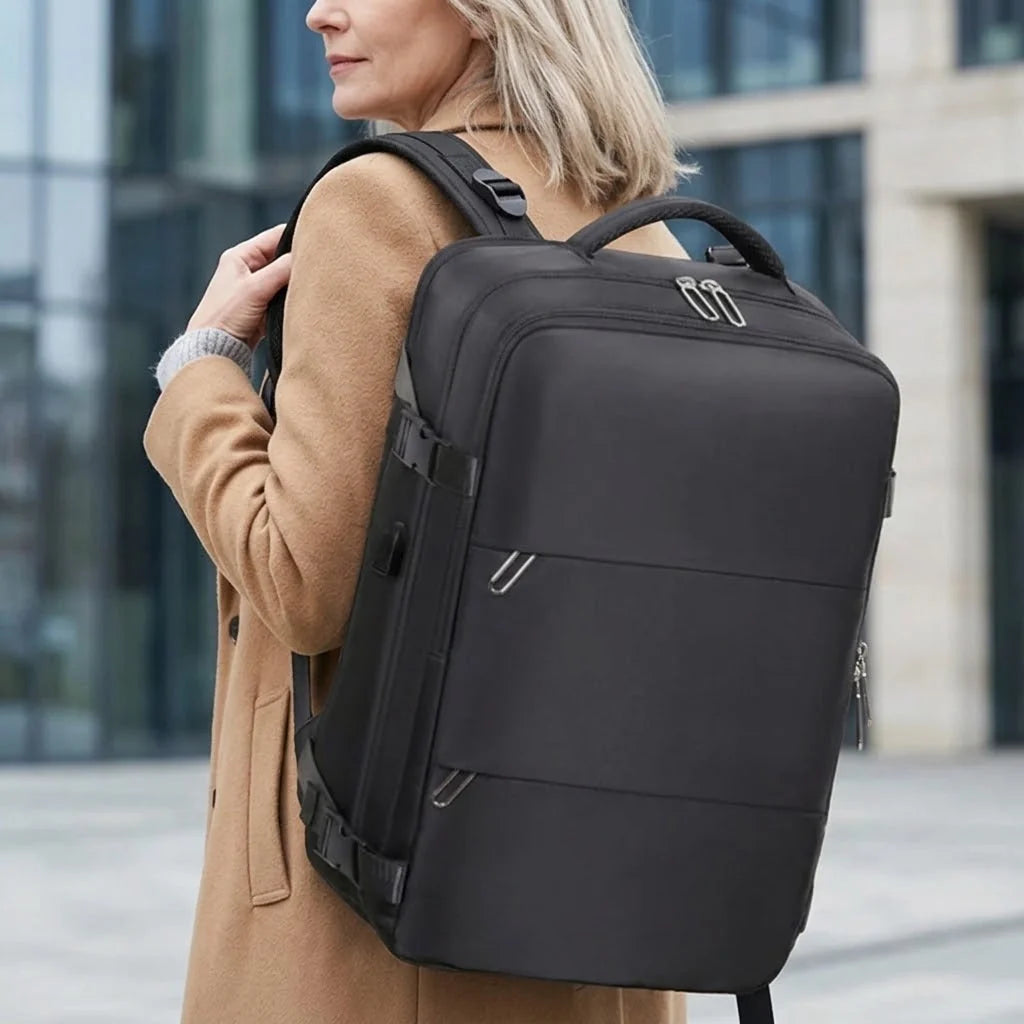 Laptop Backpack USB Charging Port 180 Degree Opening Water-Repellent
