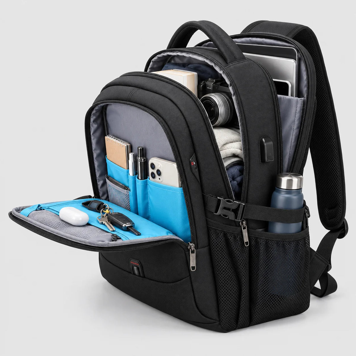 Laptop Backpack Water-Repellent Padded 15.6 Inch USB Port