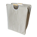 Laundry Basket Foldable Cotton-Linen Wooden Handles