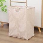 Laundry Basket Foldable Cotton-Linen Wooden Handles