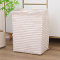 Laundry Basket Foldable Cotton-Linen Wooden Handles