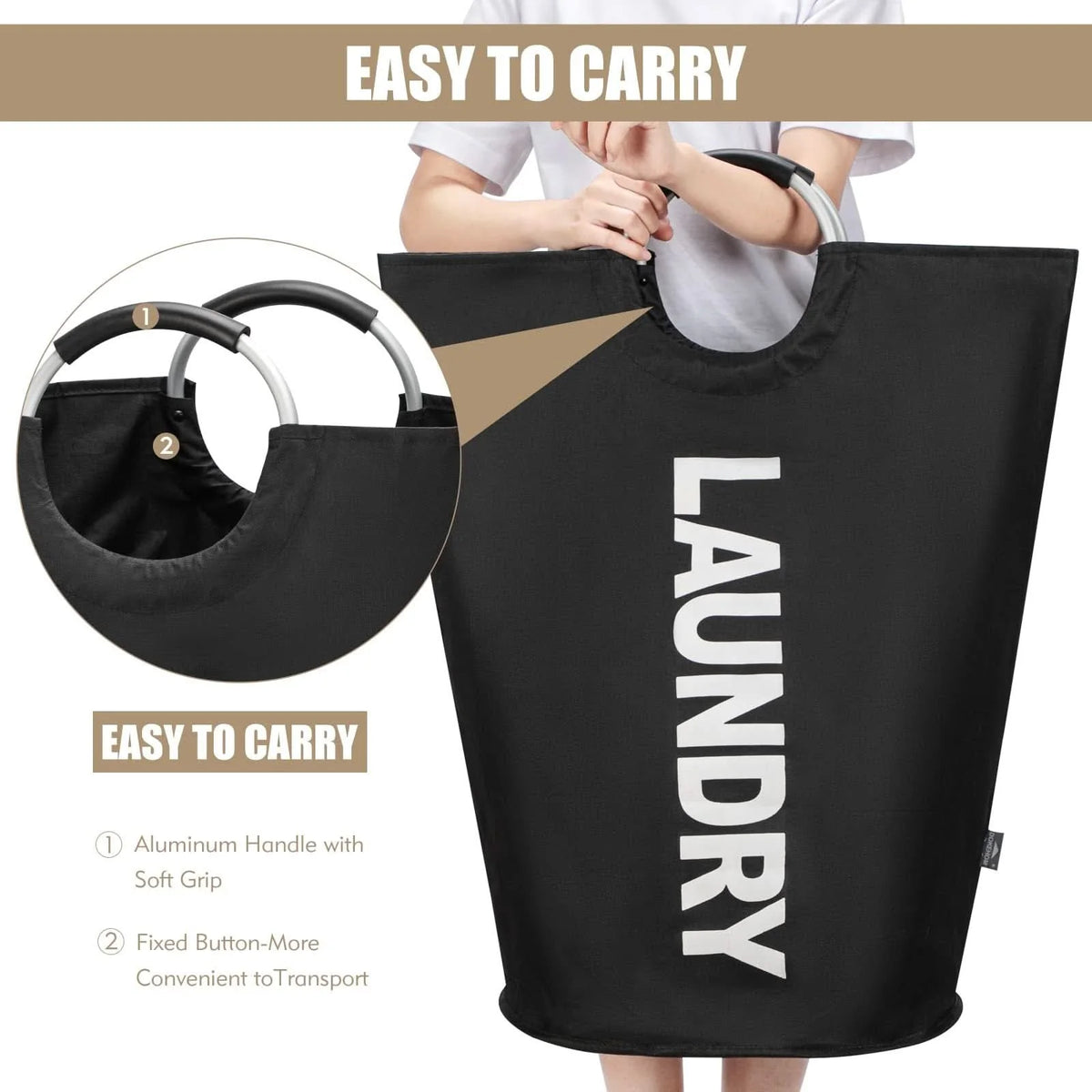 Laundry Basket Waterproof Foldable With Comfortable Handles