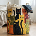 Laundry Hamper Quilted Foldable Self-Standing With Handles
