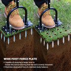 Lawn Aerator 15 Sharp Tines Self-Cleaning Adjustable Handle