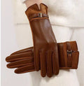 Leather Gloves Touchscreen Compatible Buckle Detail One Size Fits All