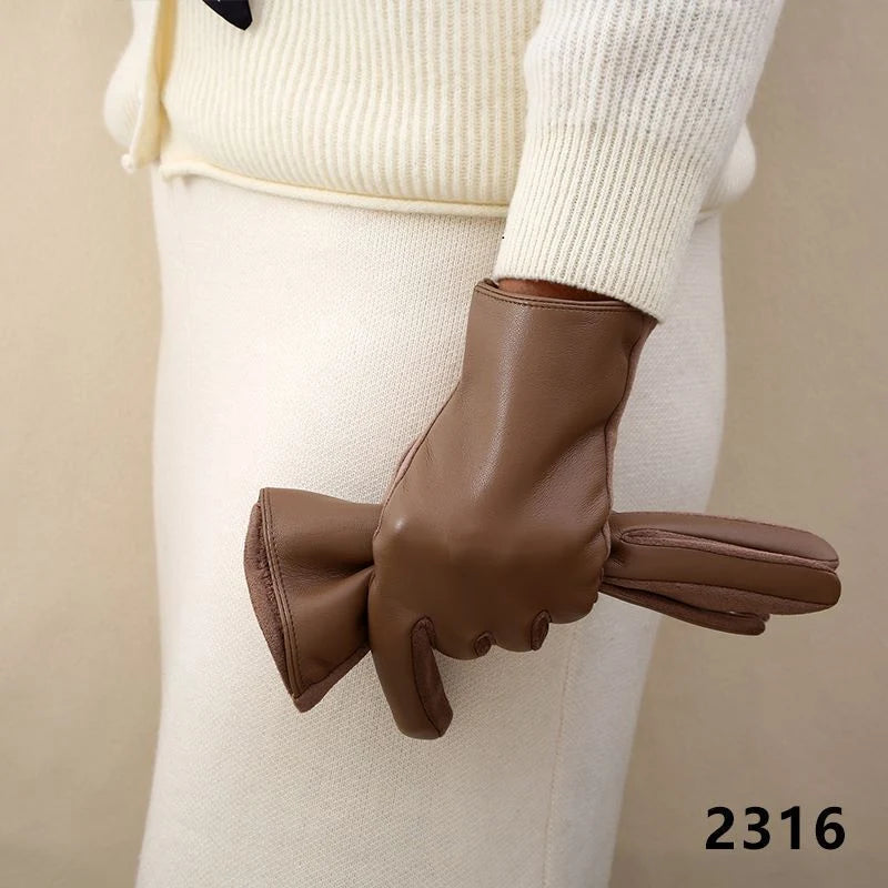 Leather Gloves Touchscreen Compatible Buckle Detail One Size Fits All