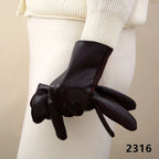 Leather Gloves Touchscreen Compatible Buckle Detail One Size Fits All