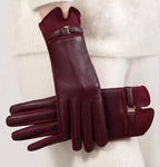 Leather Gloves Touchscreen Compatible Buckle Detail One Size Fits All