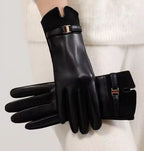 Leather Gloves Touchscreen Compatible Buckle Detail One Size Fits All