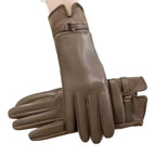 Leather Gloves Touchscreen Compatible Buckle Detail One Size Fits All