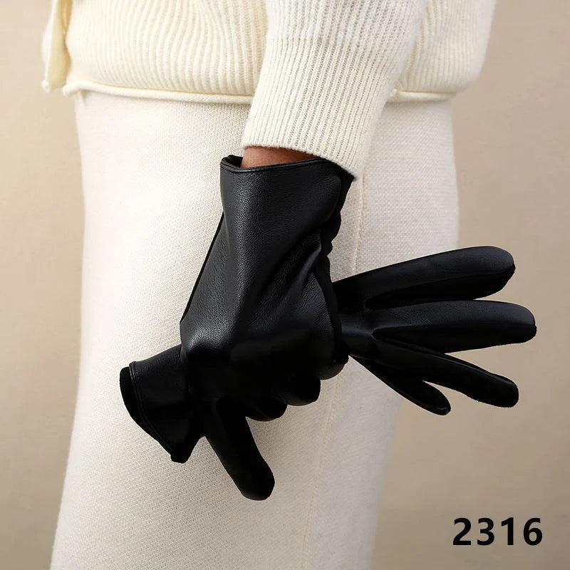 Leather Gloves Touchscreen Compatible Buckle Detail One Size Fits All