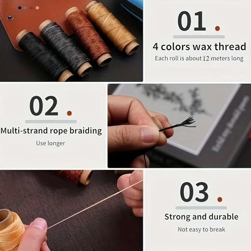 Leather Sewing Kit Waxed Thread Precision Needles