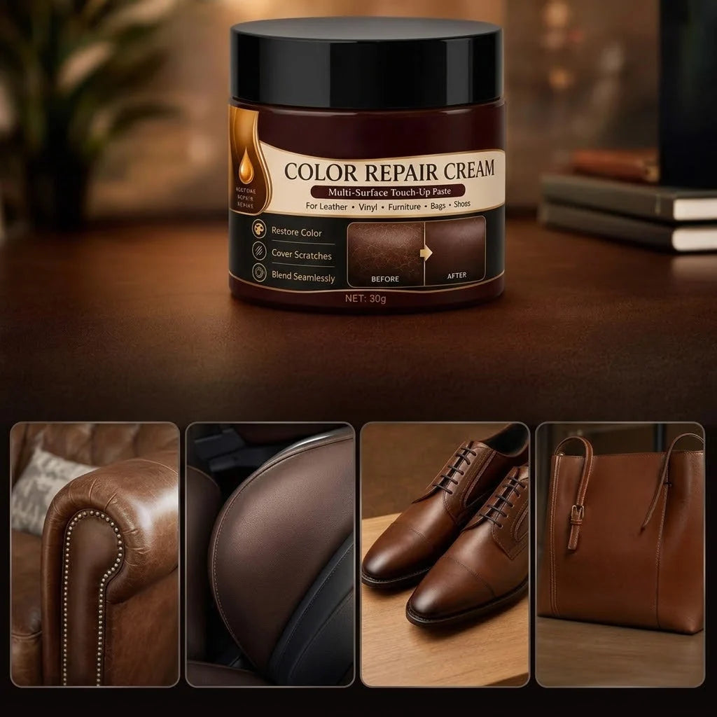 Leather & Vinyl Repair Cream Brown Color Restore Scratch Concealer