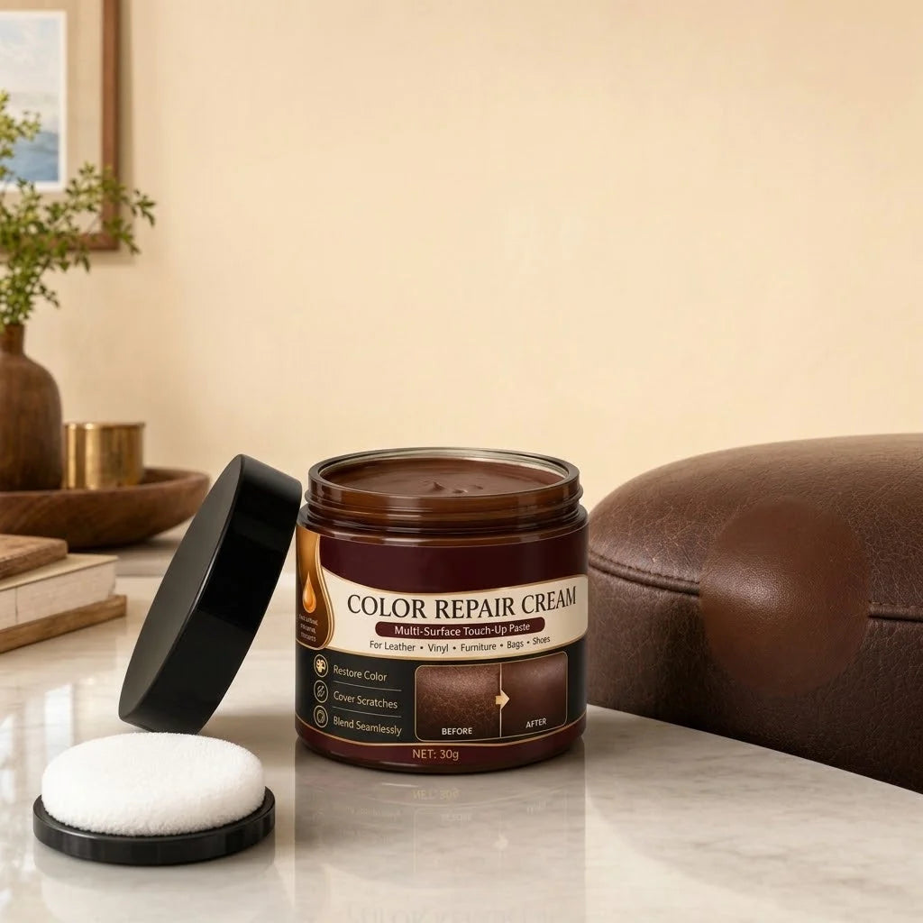 Leather & Vinyl Repair Cream Brown Color Restore Scratch Concealer