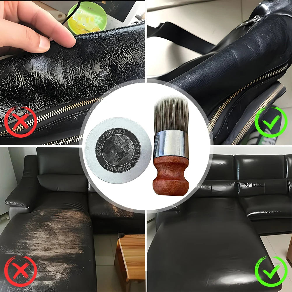 Leather & Wood Conditioner Natural Beeswax Brush Applicator