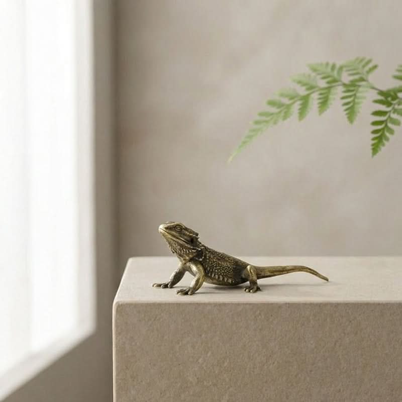 Lizard Figurine Solid Brass Polished Finish