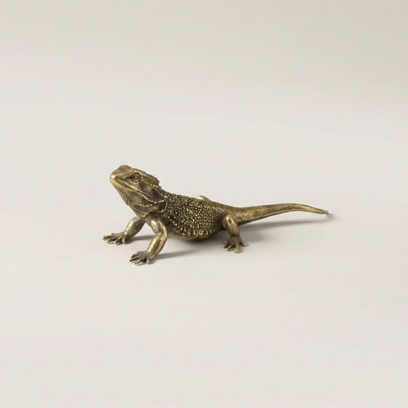 Lizard Figurine Solid Brass Polished Finish