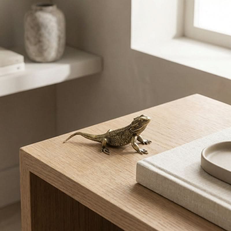 Lizard Figurine Solid Brass Polished Finish