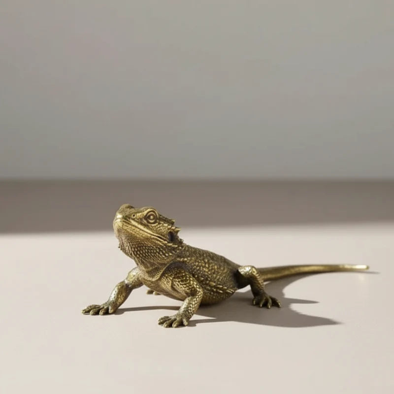 Lizard Figurine Solid Brass Polished Finish