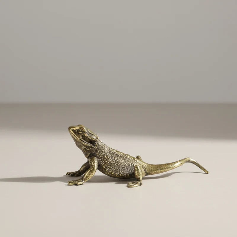 Lizard Figurine Solid Brass Polished Finish