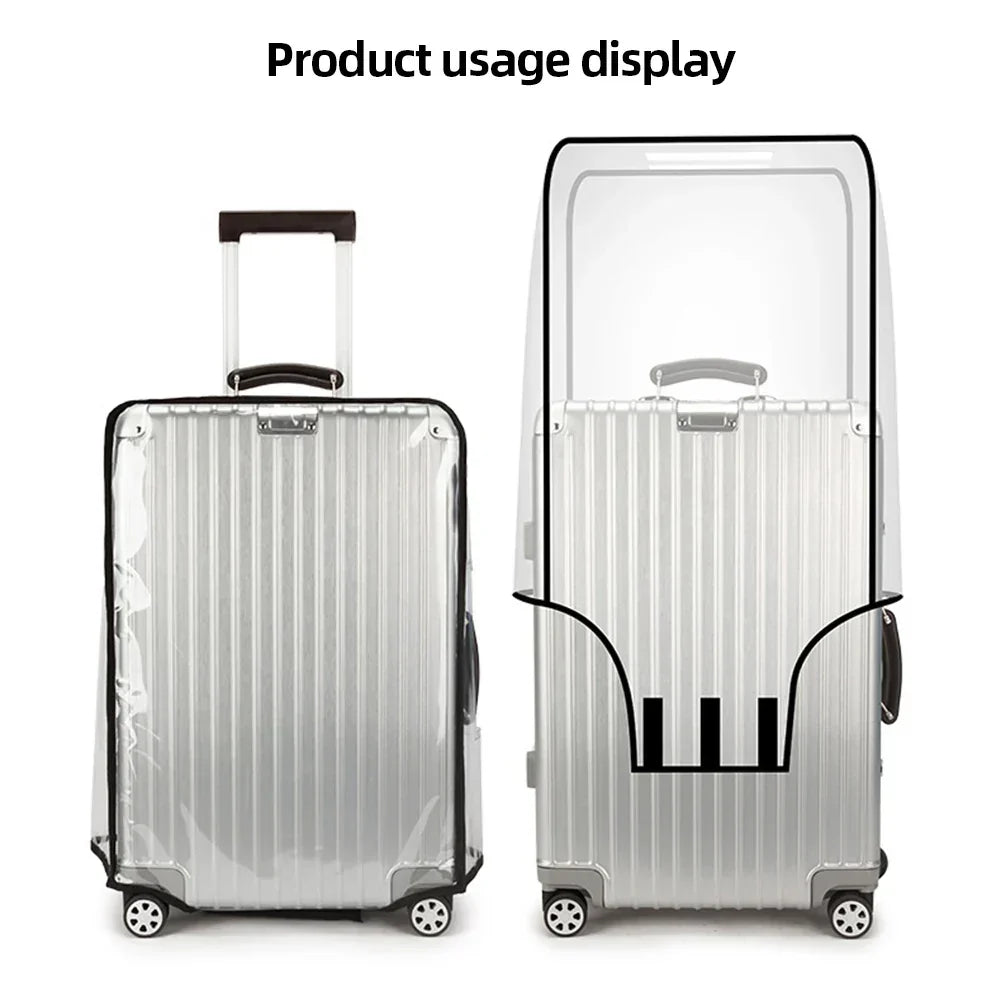 Luggage Cover Clear PVC Waterproof Scratch-Resistant Fits 18–30 Inch Suitcases