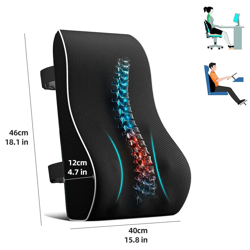 Lumbar Support Cushion Memory Foam With Two Secure Straps