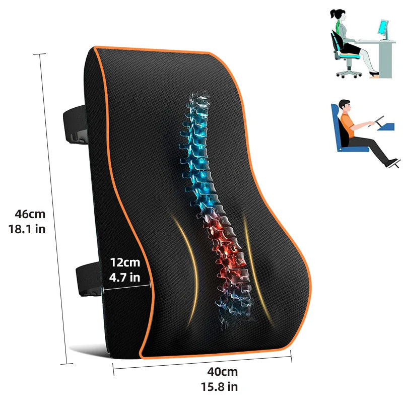 Lumbar Support Cushion Memory Foam With Two Secure Straps