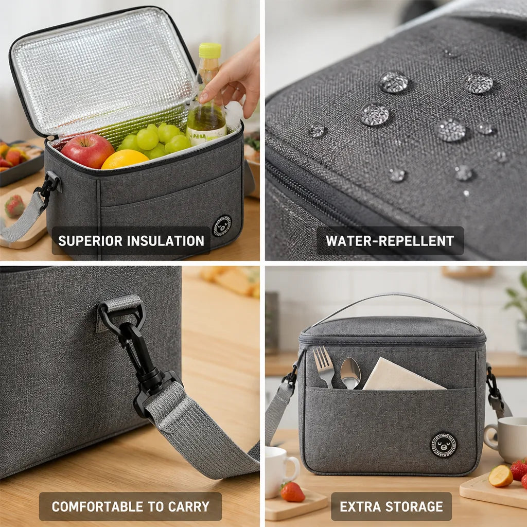Lunch Cooler Bag Insulated Water-Repellent Padded Strap