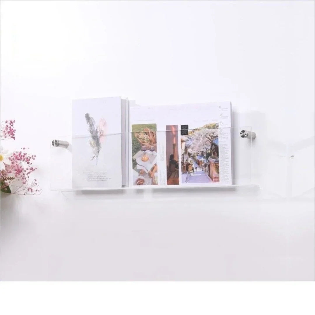 Magazine Holder Wall-Mounted Acrylic Space-Saving Display Shelf