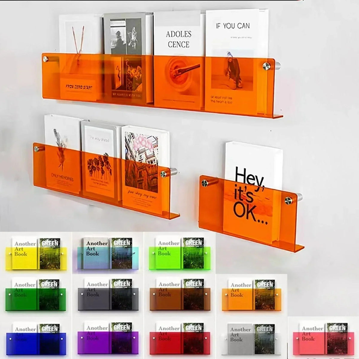 Magazine Holder Wall-Mounted Acrylic Space-Saving Display Shelf