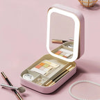 Makeup Case Adjustable LED Mirror Multiple Compartments Waterproof