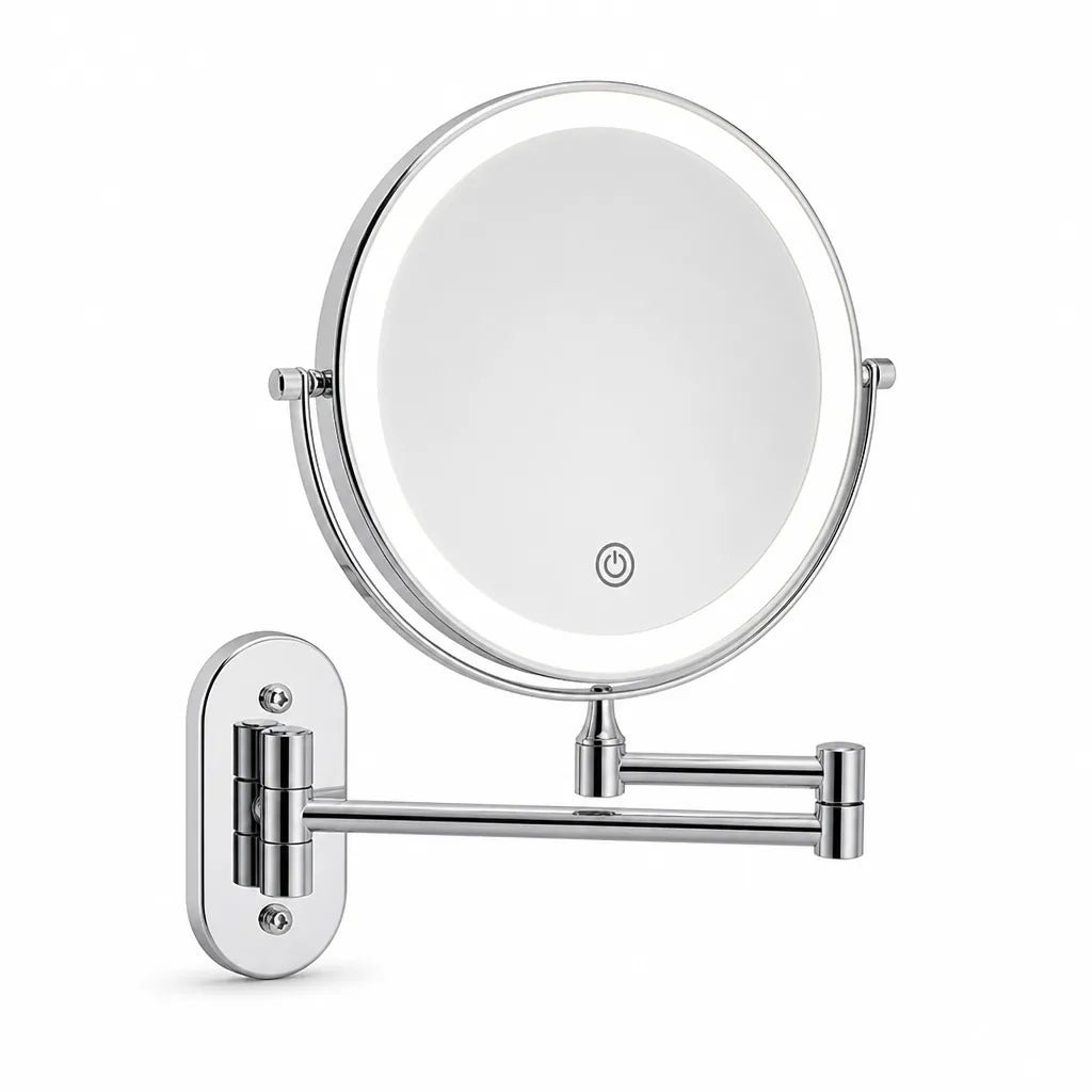 Makeup Mirror Wall-Mount Adjustable 3-10x LED USB-C Rechargeable