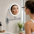 Makeup Mirror Wall-Mount Adjustable 3-10x LED USB-C Rechargeable