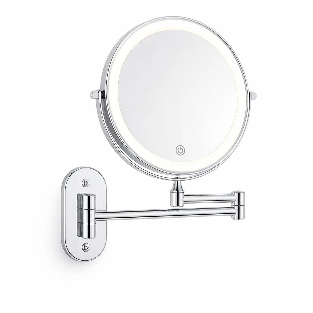 Makeup Mirror Wall-Mount Adjustable 3-10x LED USB-C Rechargeable