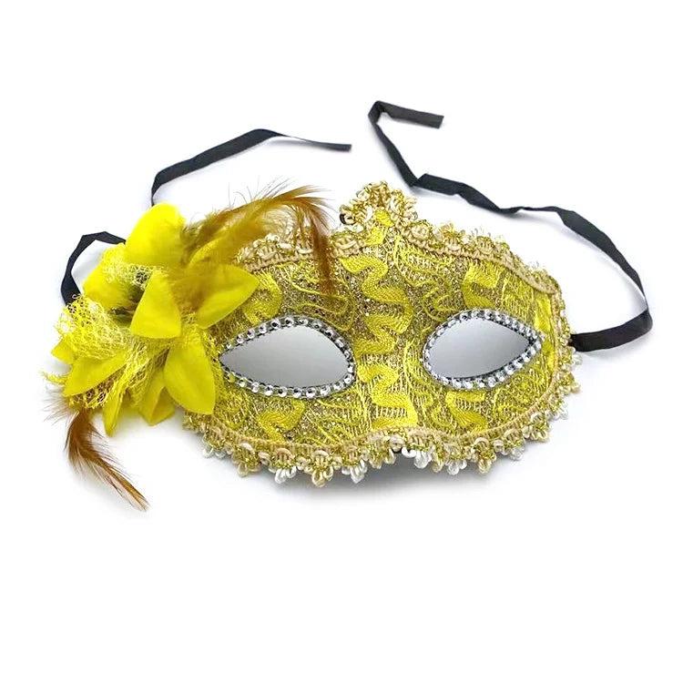 Masquerade Mask Lace Floral Rhinestone Adjustable Band