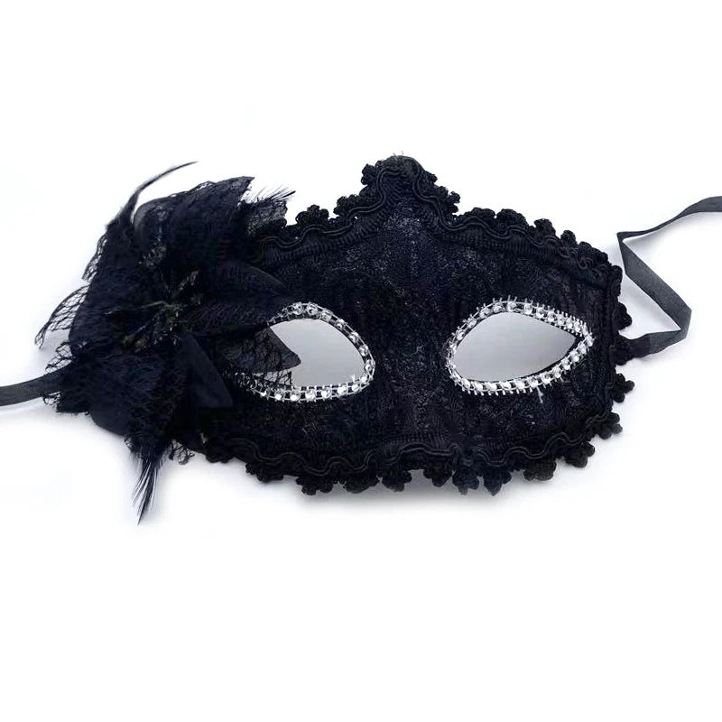 Masquerade Mask Lace Floral Rhinestone Adjustable Band