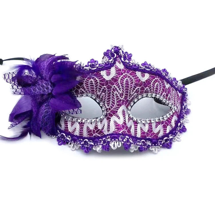 Masquerade Mask Lace Floral Rhinestone Adjustable Band