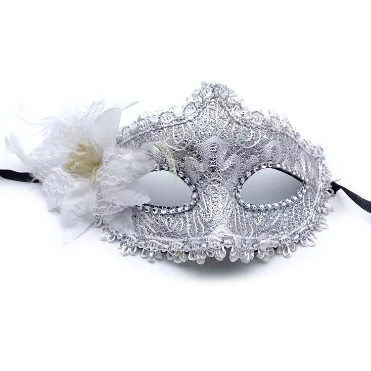 Masquerade Mask Lace Floral Rhinestone Adjustable Band