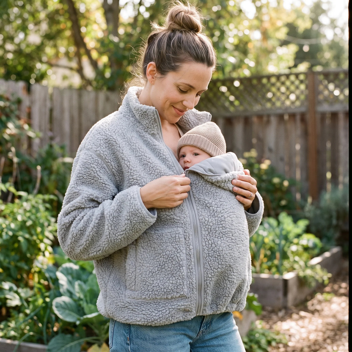 Maternity Jacket Teddy Fleece Expandable Babywearing Insert