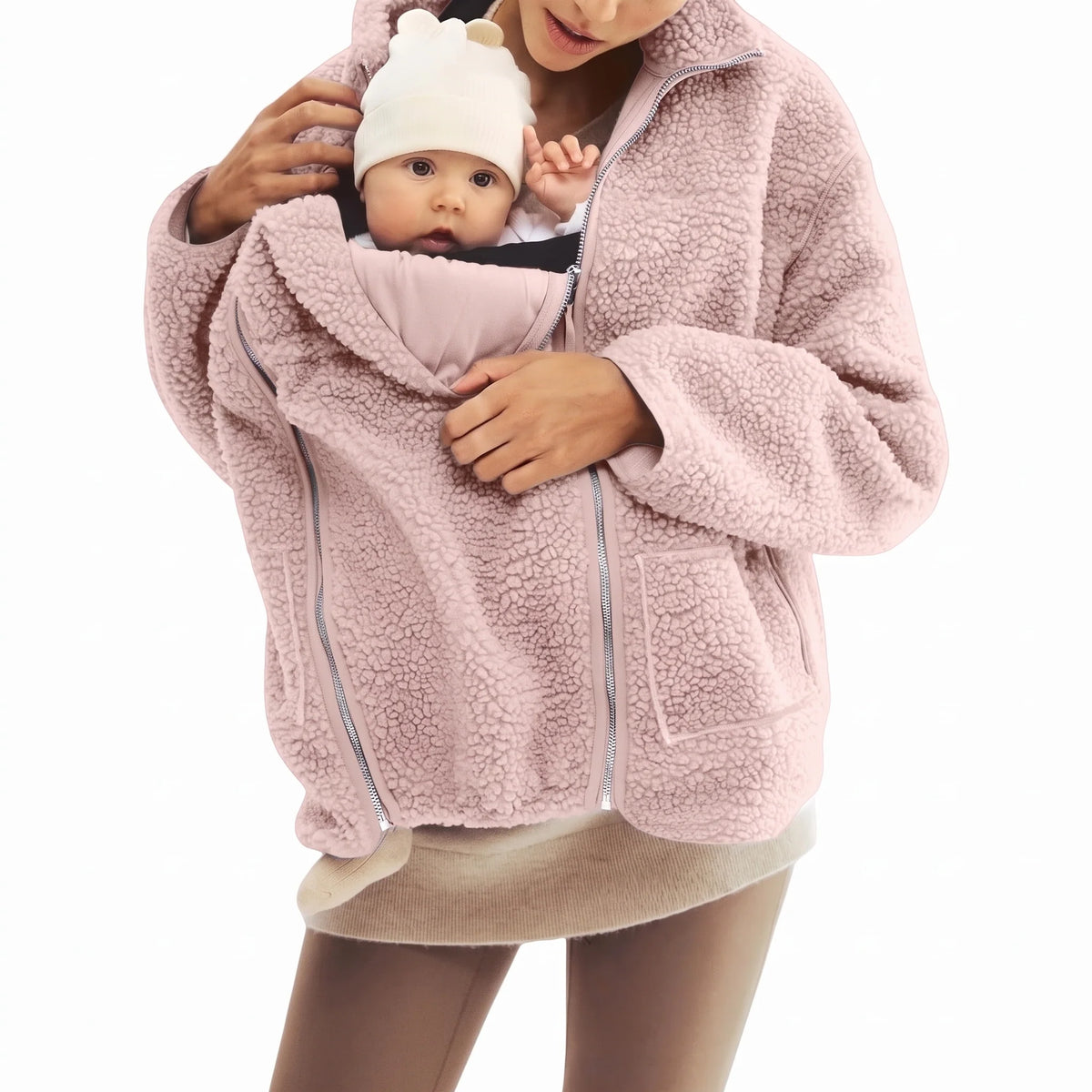 Maternity Jacket Teddy Fleece Expandable Babywearing Insert